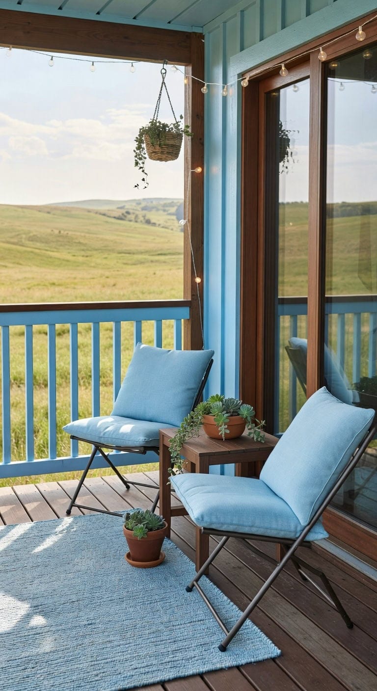 sky blue walnut balcony retreat