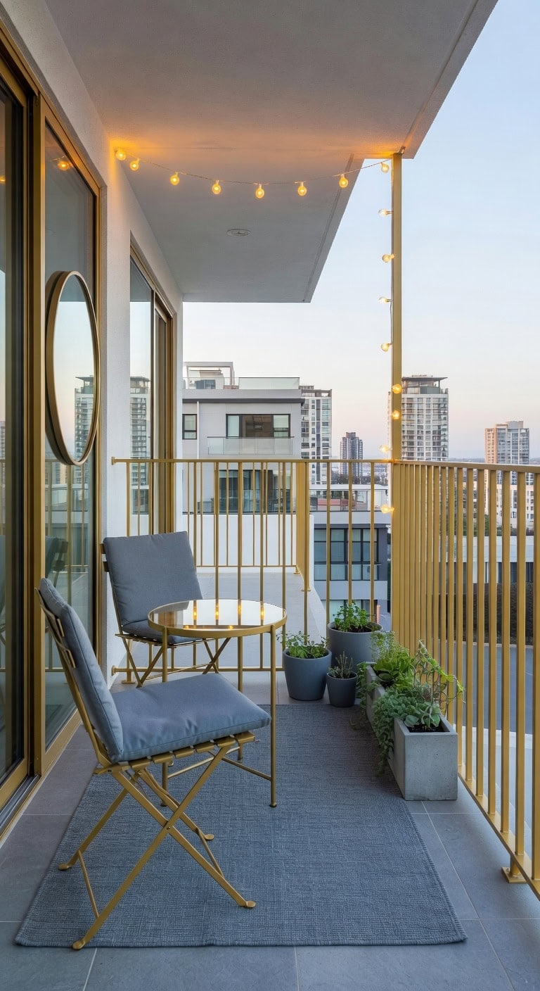 slate and gold minimalist balcony