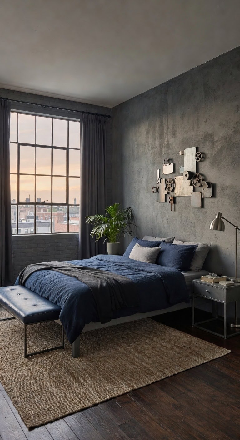 slate gray navy bedroom