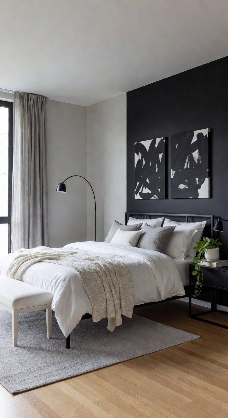 sleek black bedroom retreat