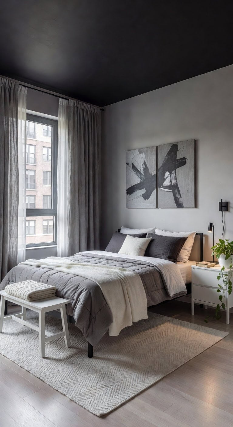 sleek black bedroom sanctuary