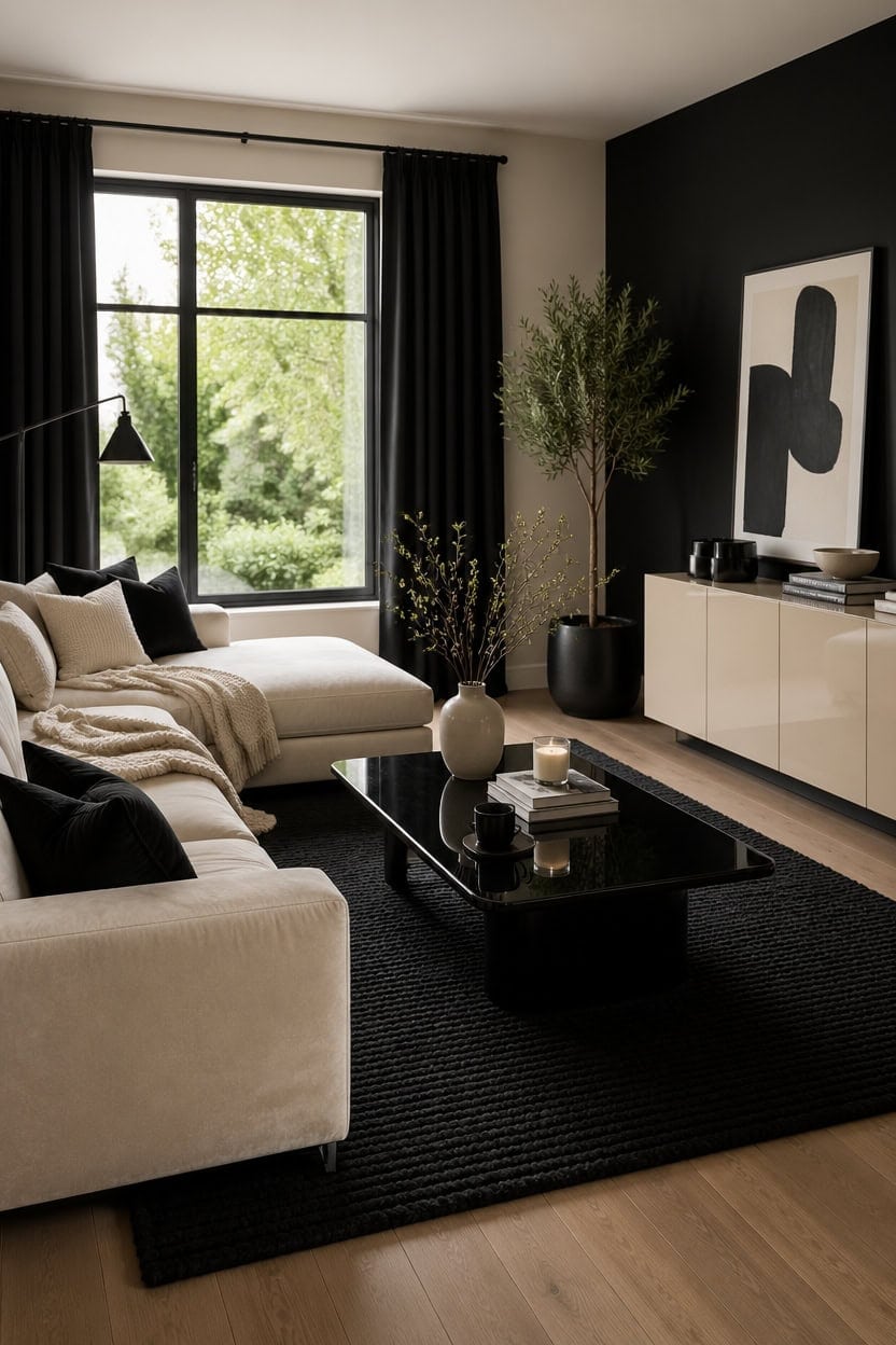 sleek black coffee table