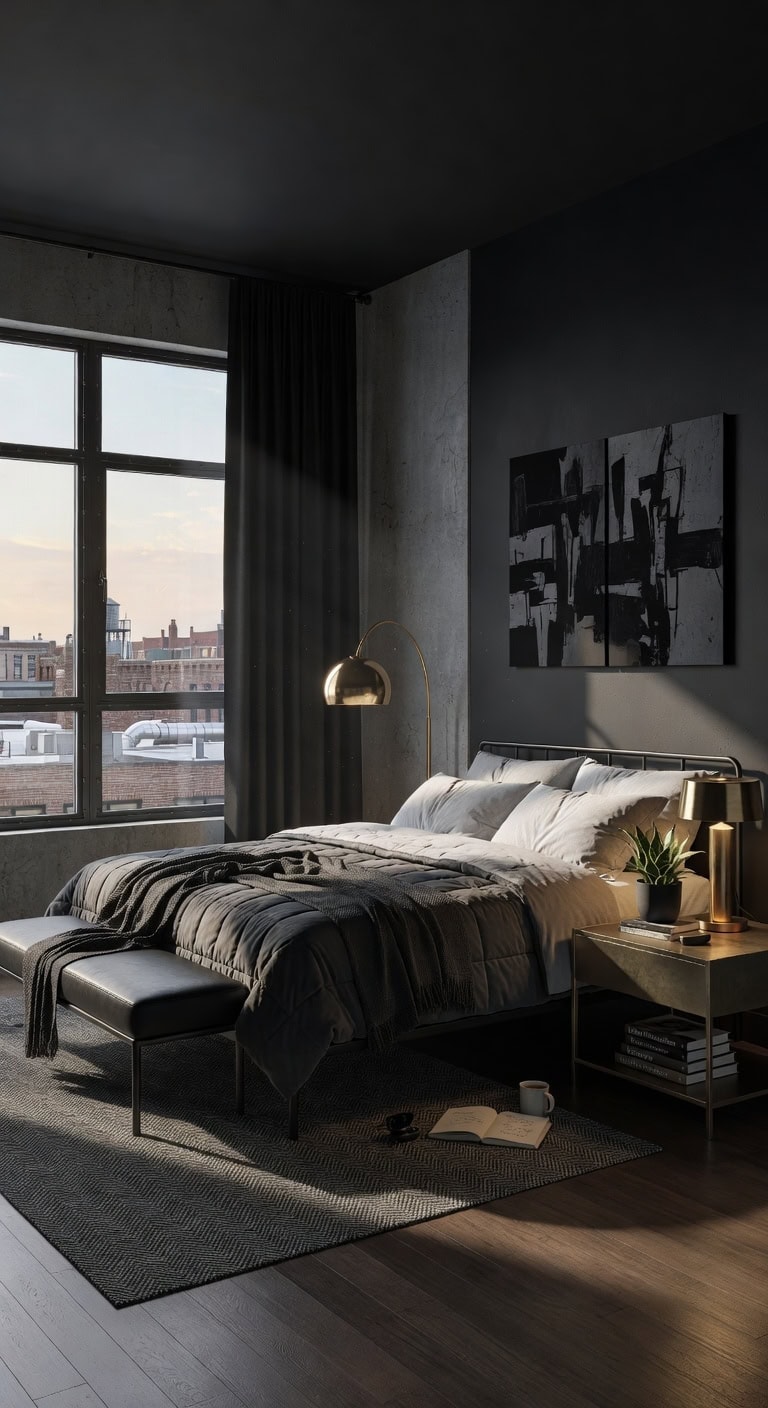 sleek black graphite brass