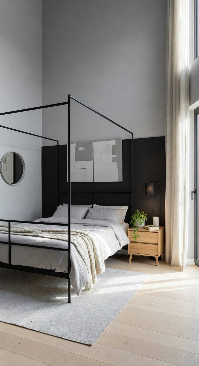 sleek black ladder bedroom