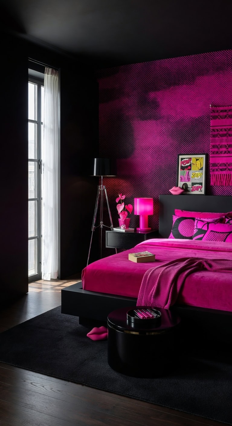 sleek black magenta pop art