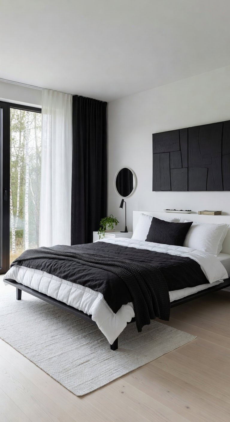 sleek black white retreat