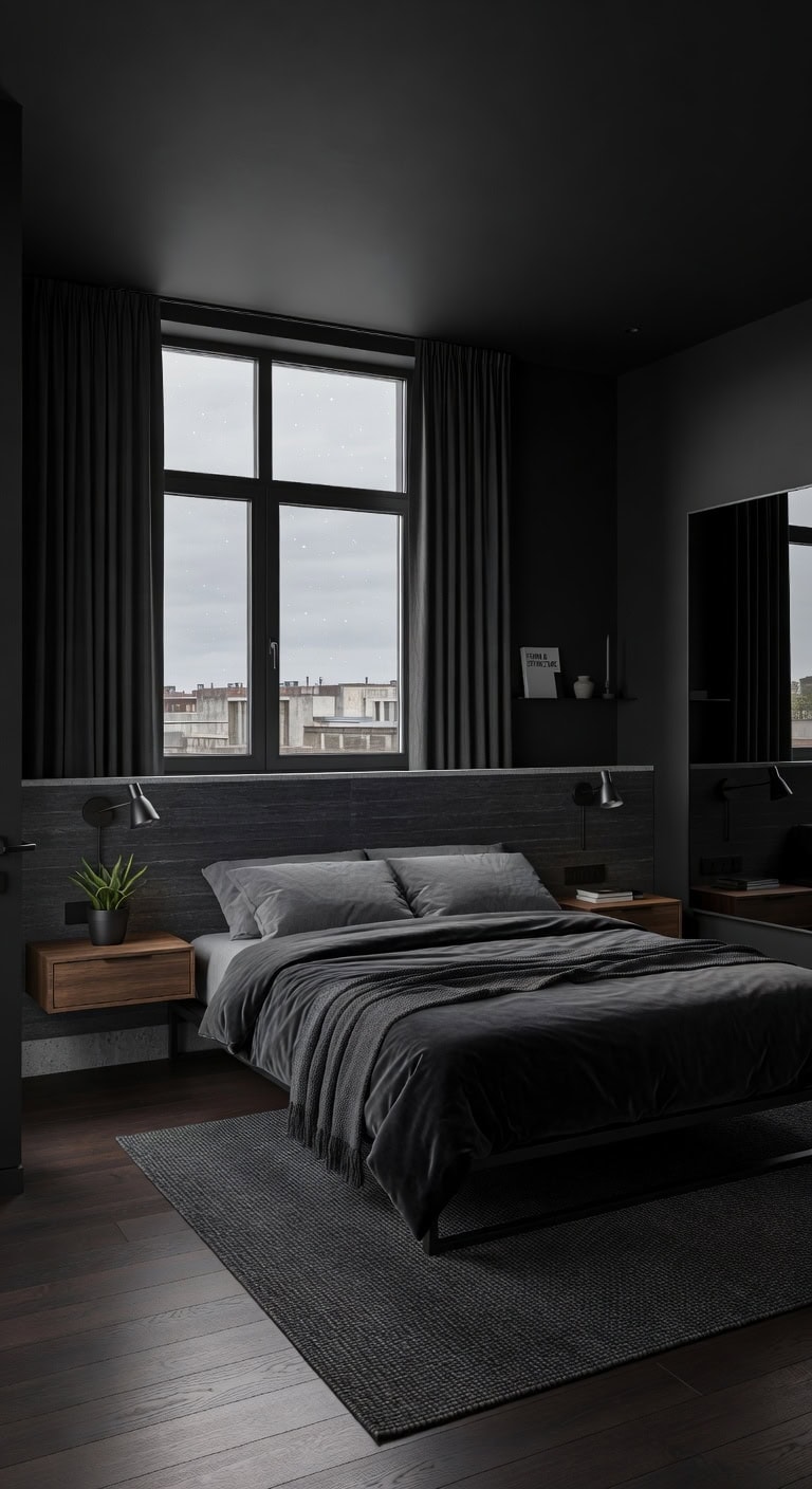 sleek charcoal bedroom elegance