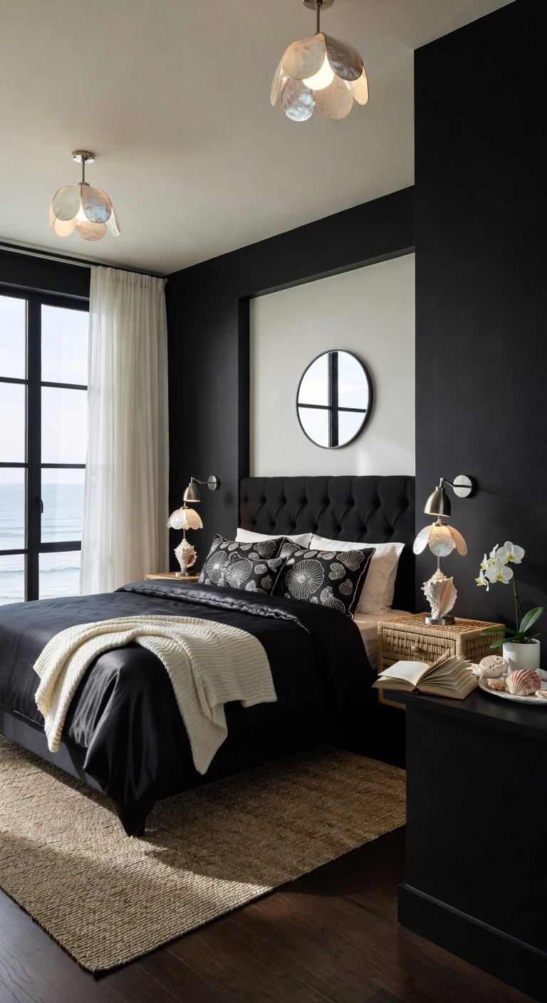 sleek coastal black pearl bedroom