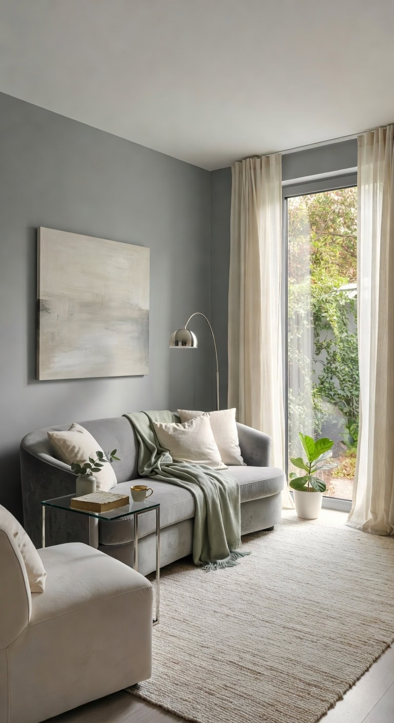 sleek grey cream living