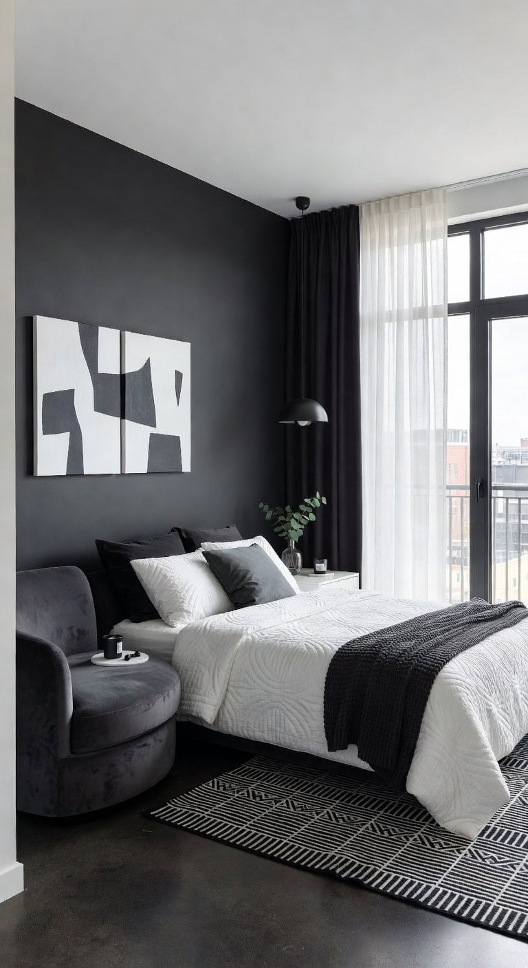 sleek urban graphite bedroom