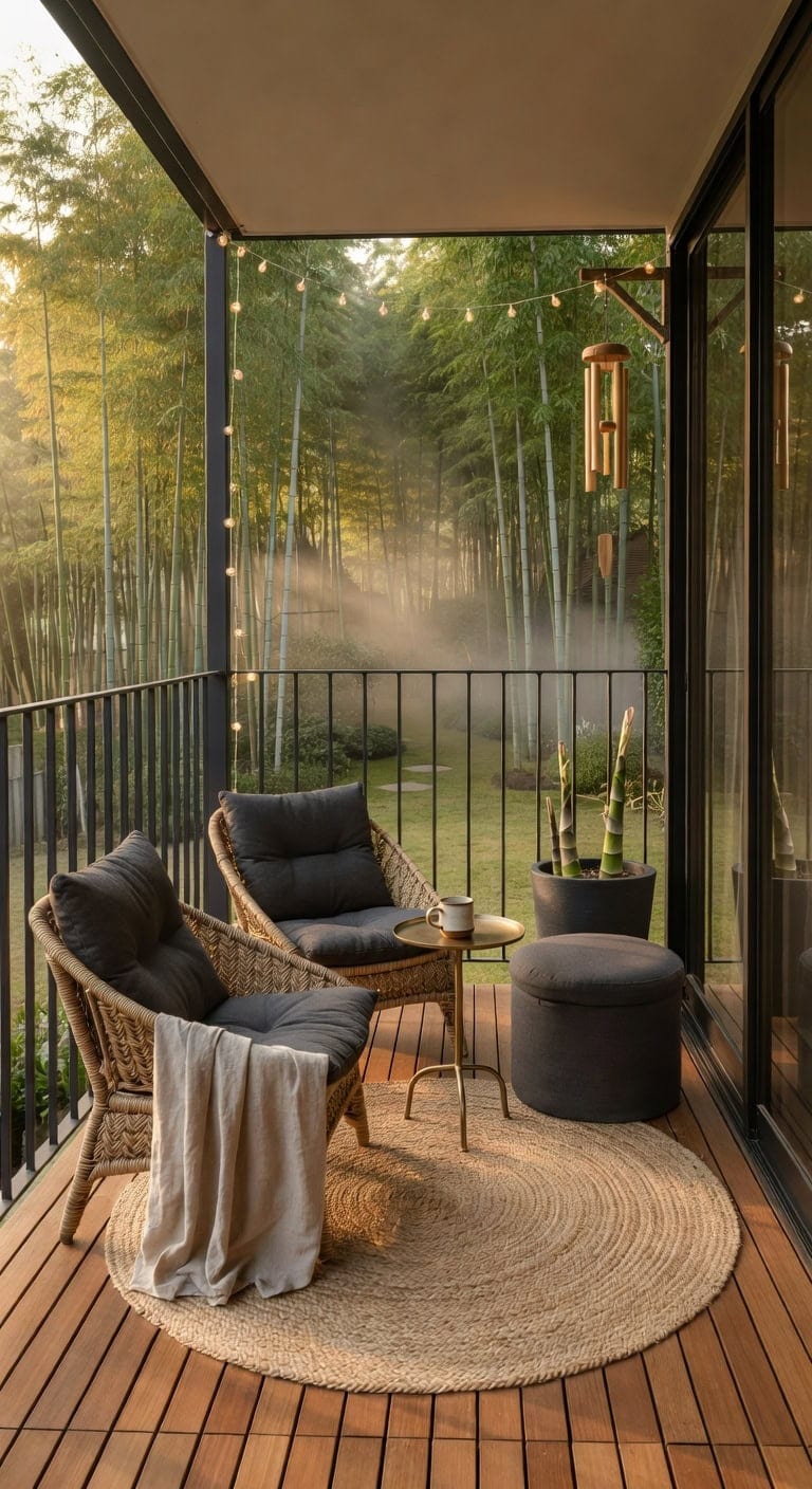 small zen charcoal beige balcony