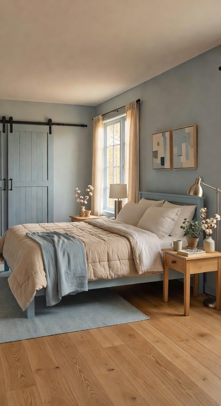 soft blue country bedroom