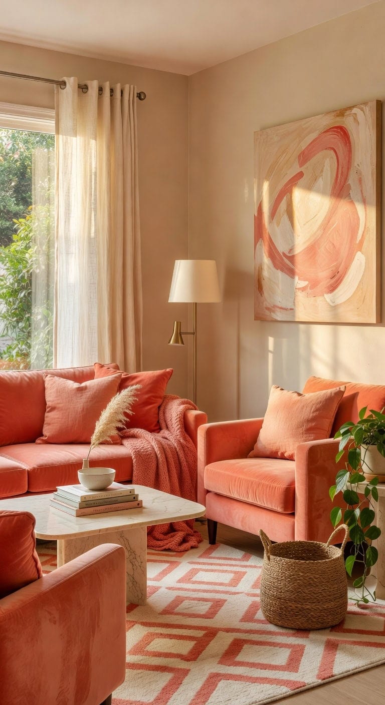 soft coral living room