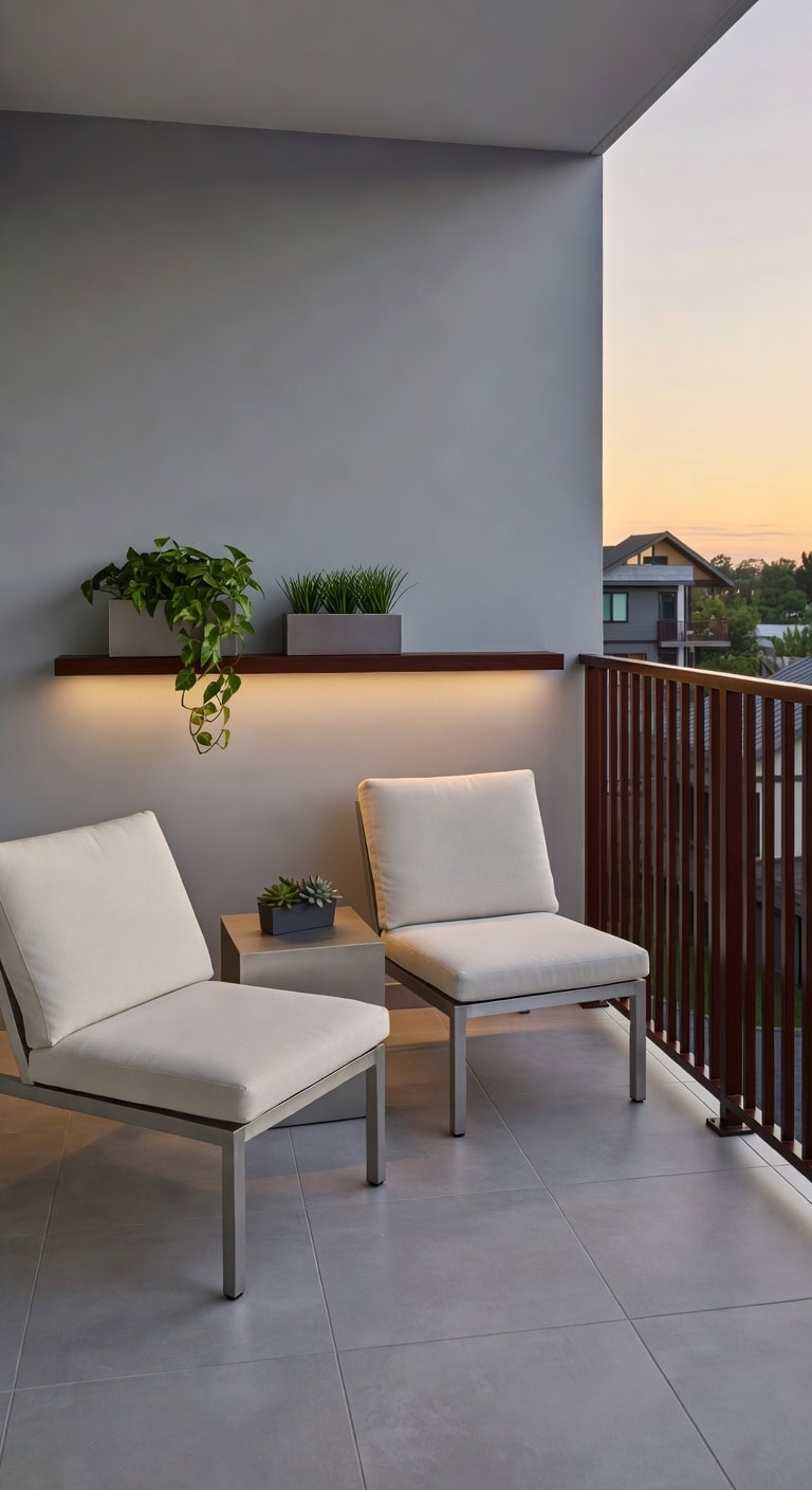 soft gray mahogany minimalist balcony