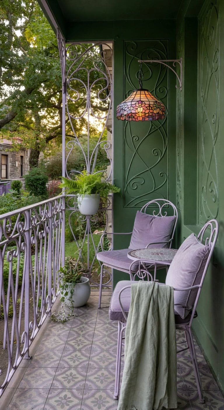 soft lavender art nouveau balcony