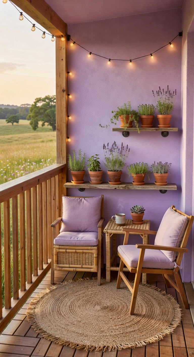 soft lavender rustic balcony
