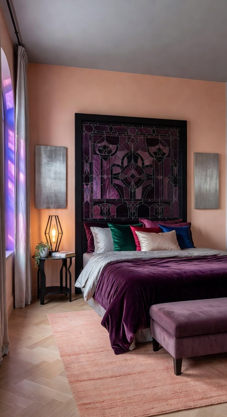 soft peach black headboard