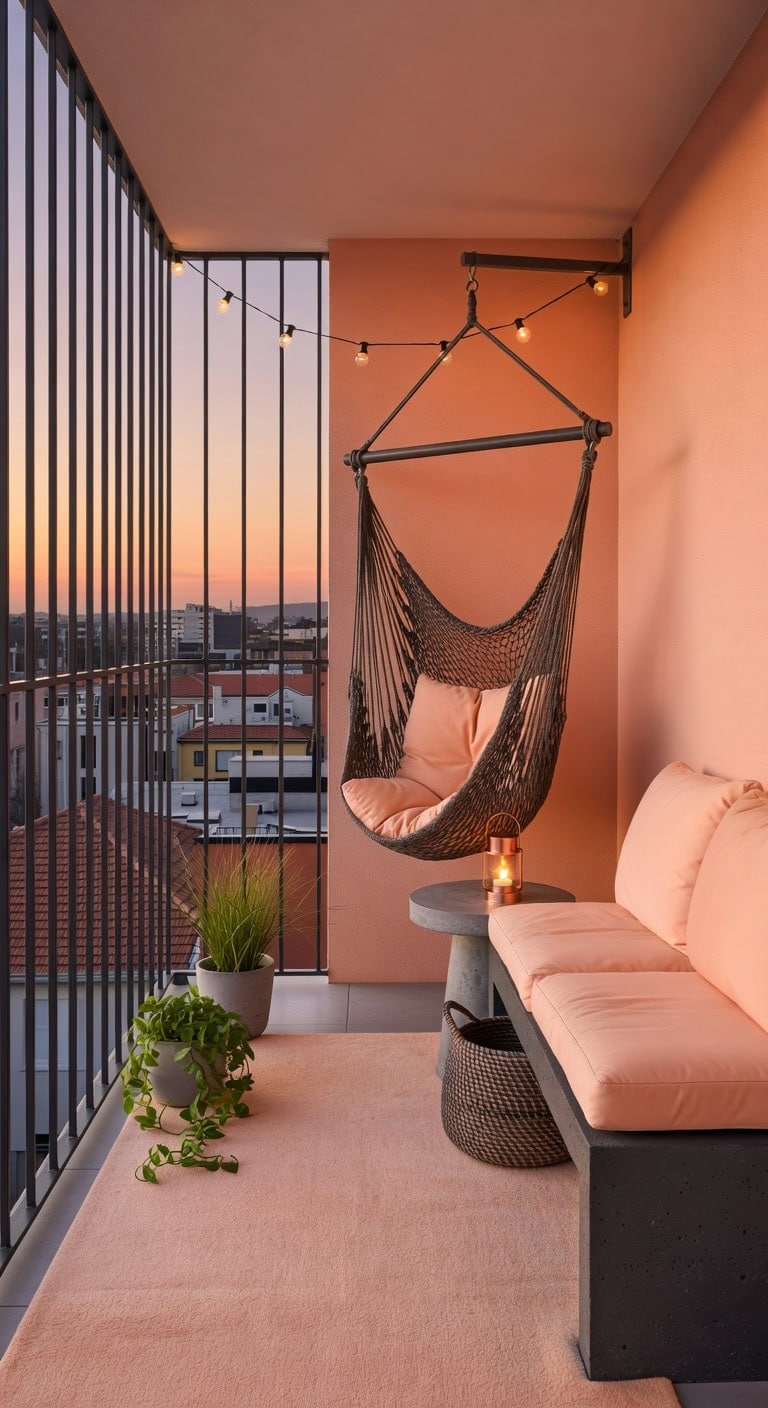soft peach charcoal balcony