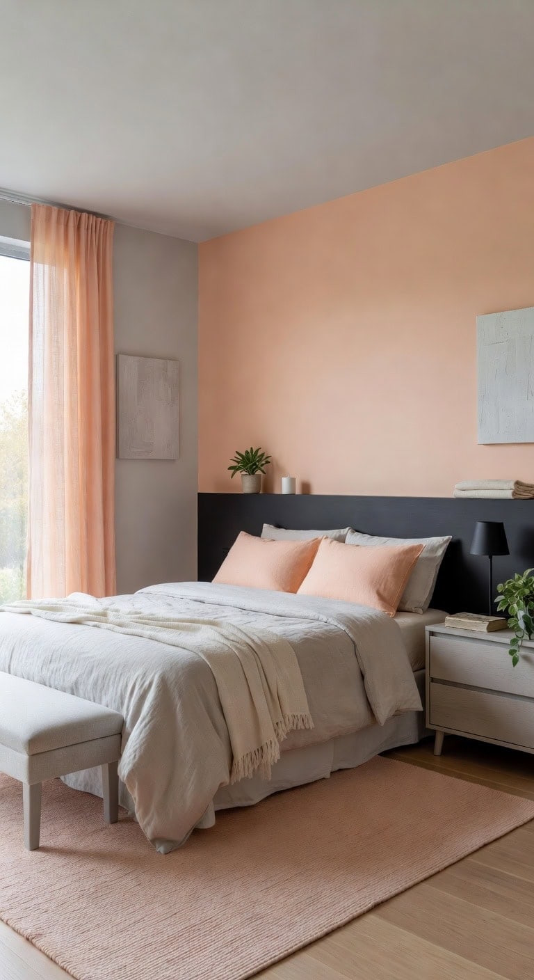 soft peach minimalistic bedroom