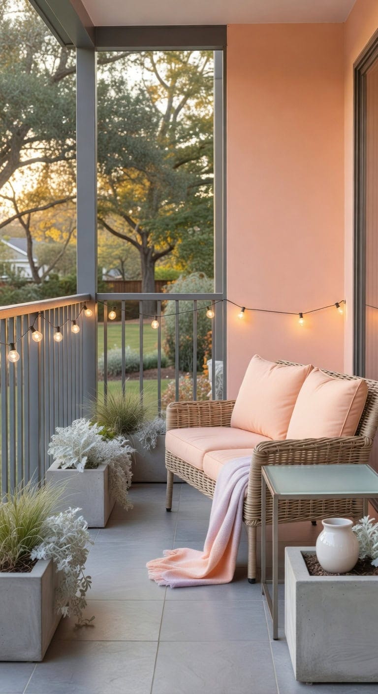 soft peach slate balcony