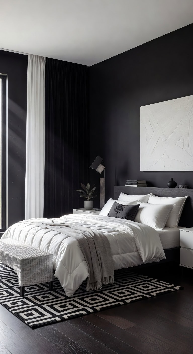 sophisticated dark bedroom makeover