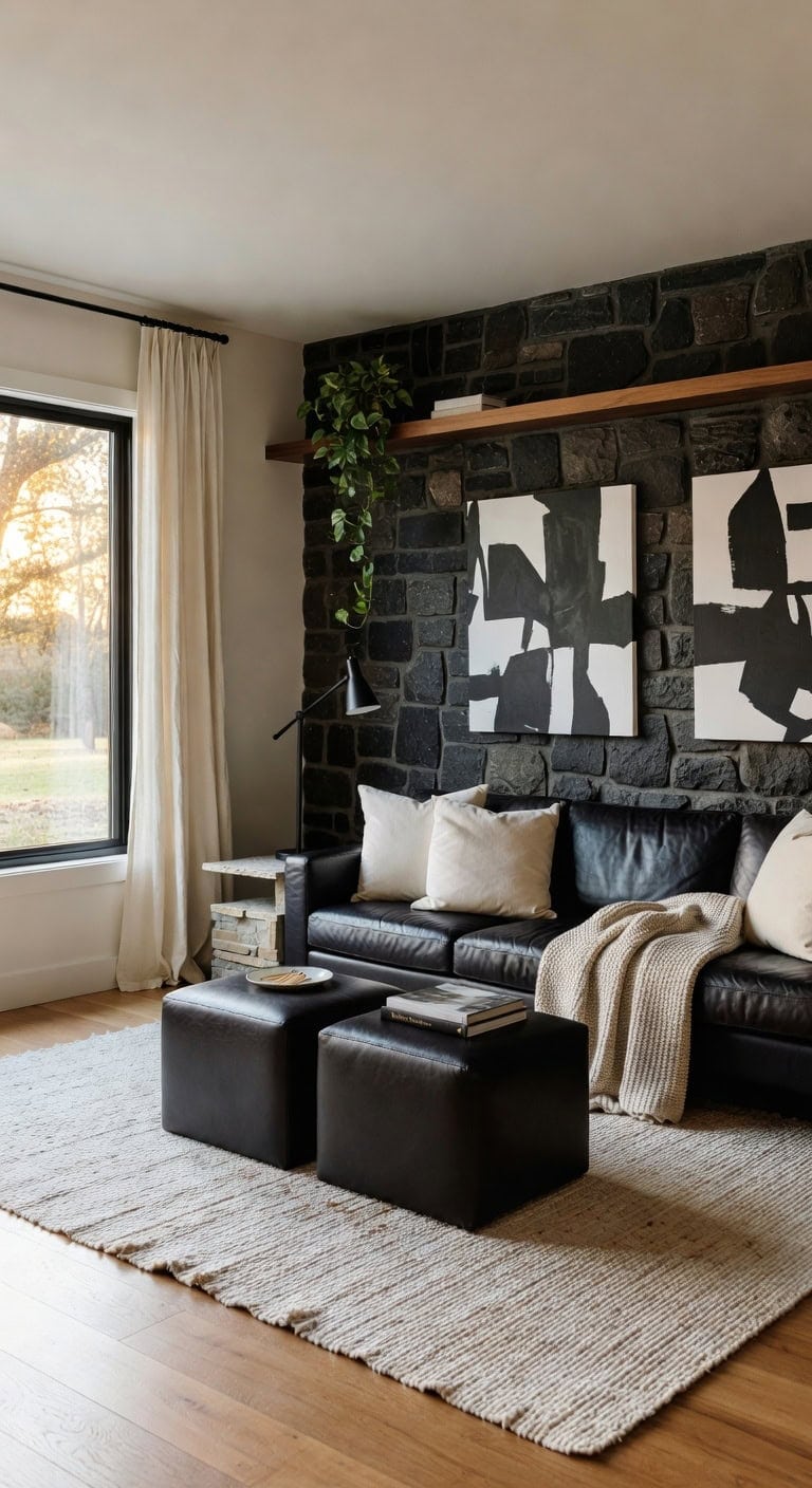 stone black cream modern rustic