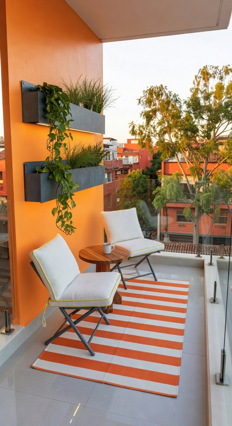 tangerine slate minimalist balcony