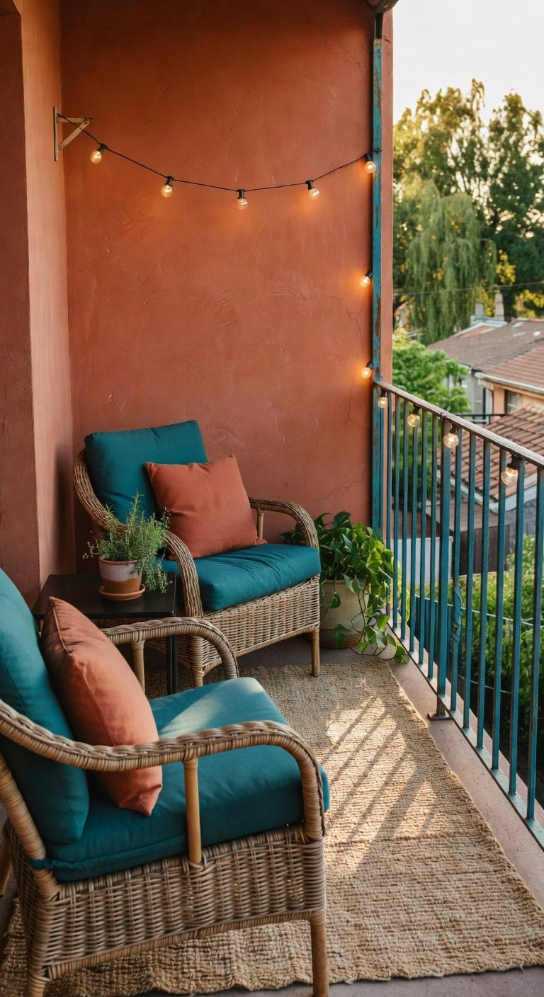 teal terra cozy balcony nook