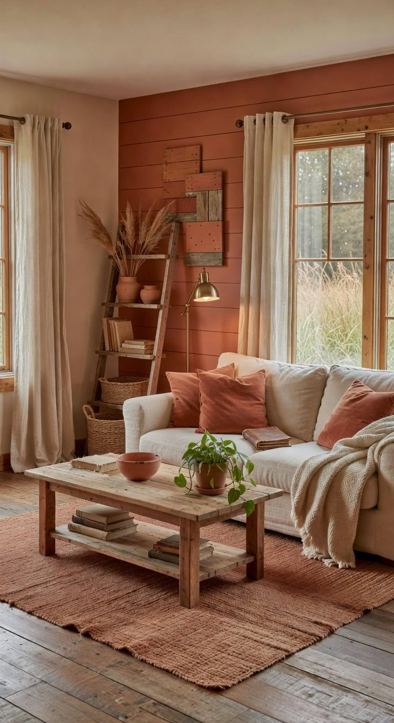 terracotta shiplap farmhouse living