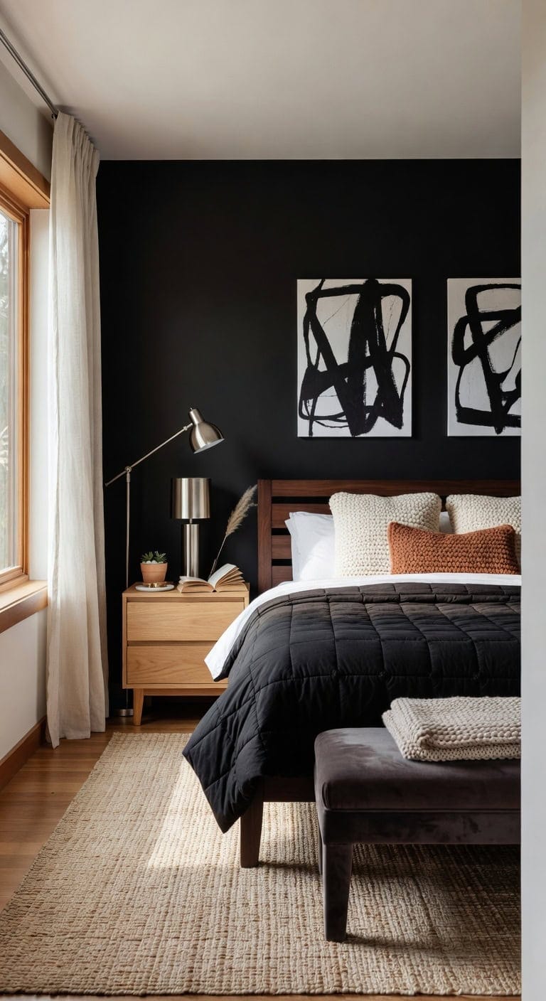 textured black bedroom sanctuary