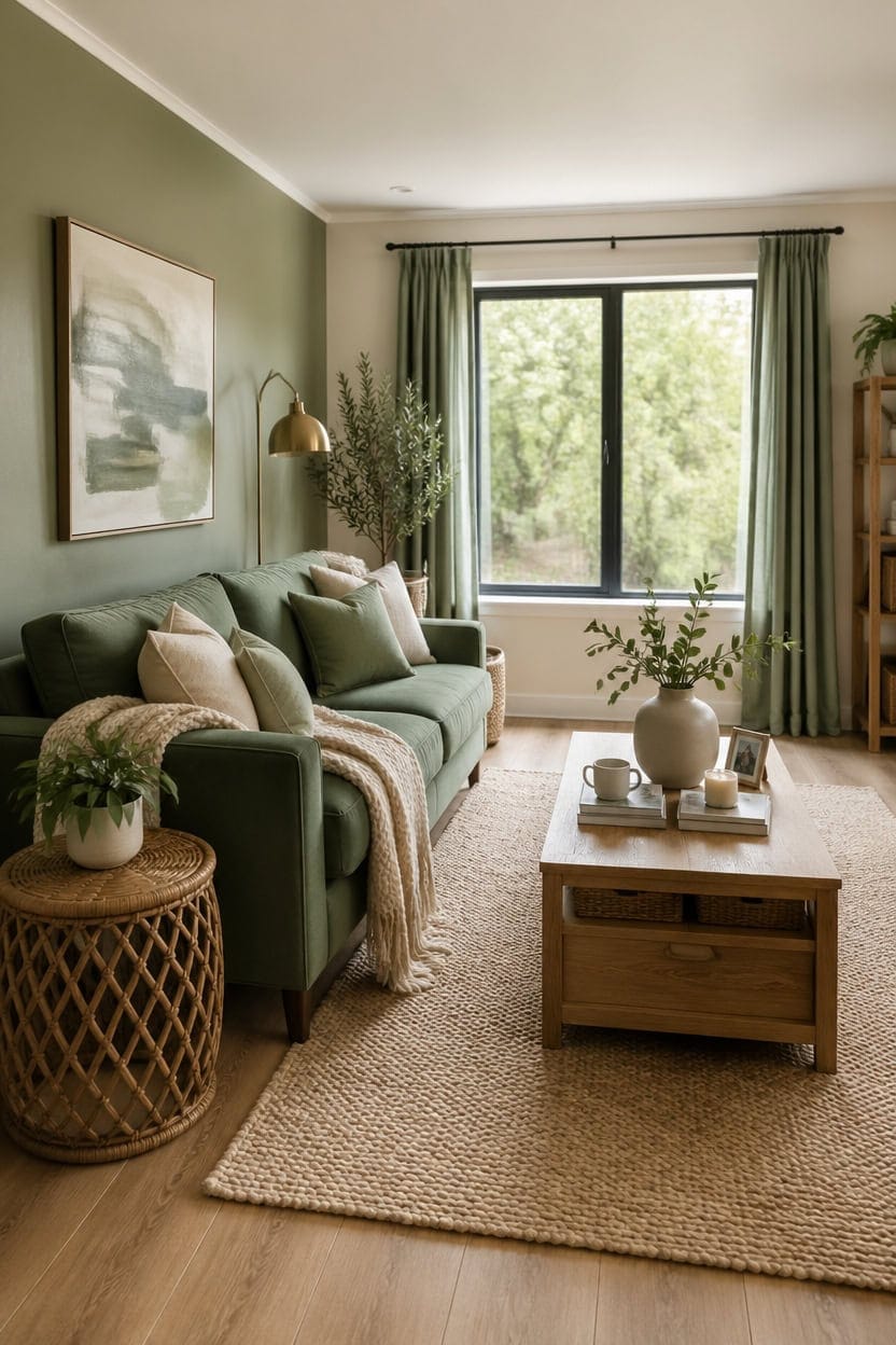 textured sage cream living