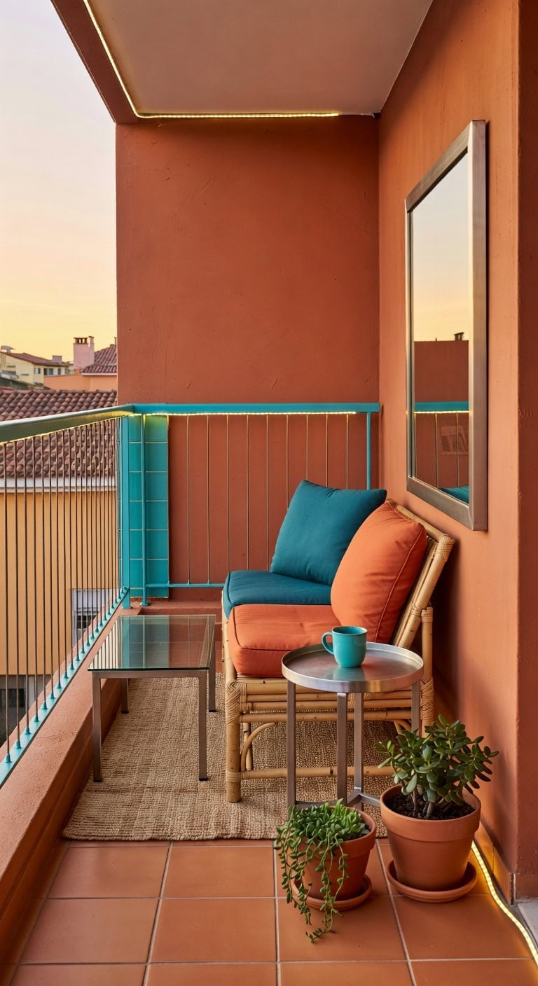 turquoise mirrored balcony oasis