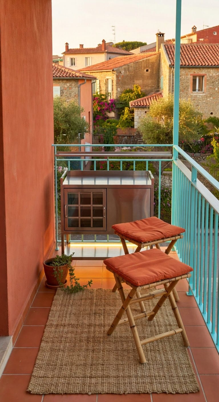 turquoise terrazo compact balcony bar