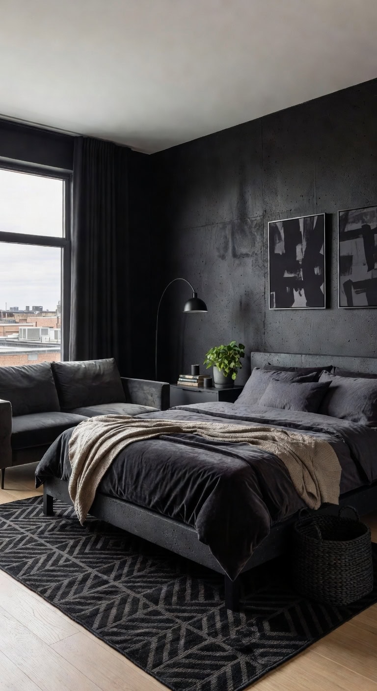 urban concrete bedroom retreat