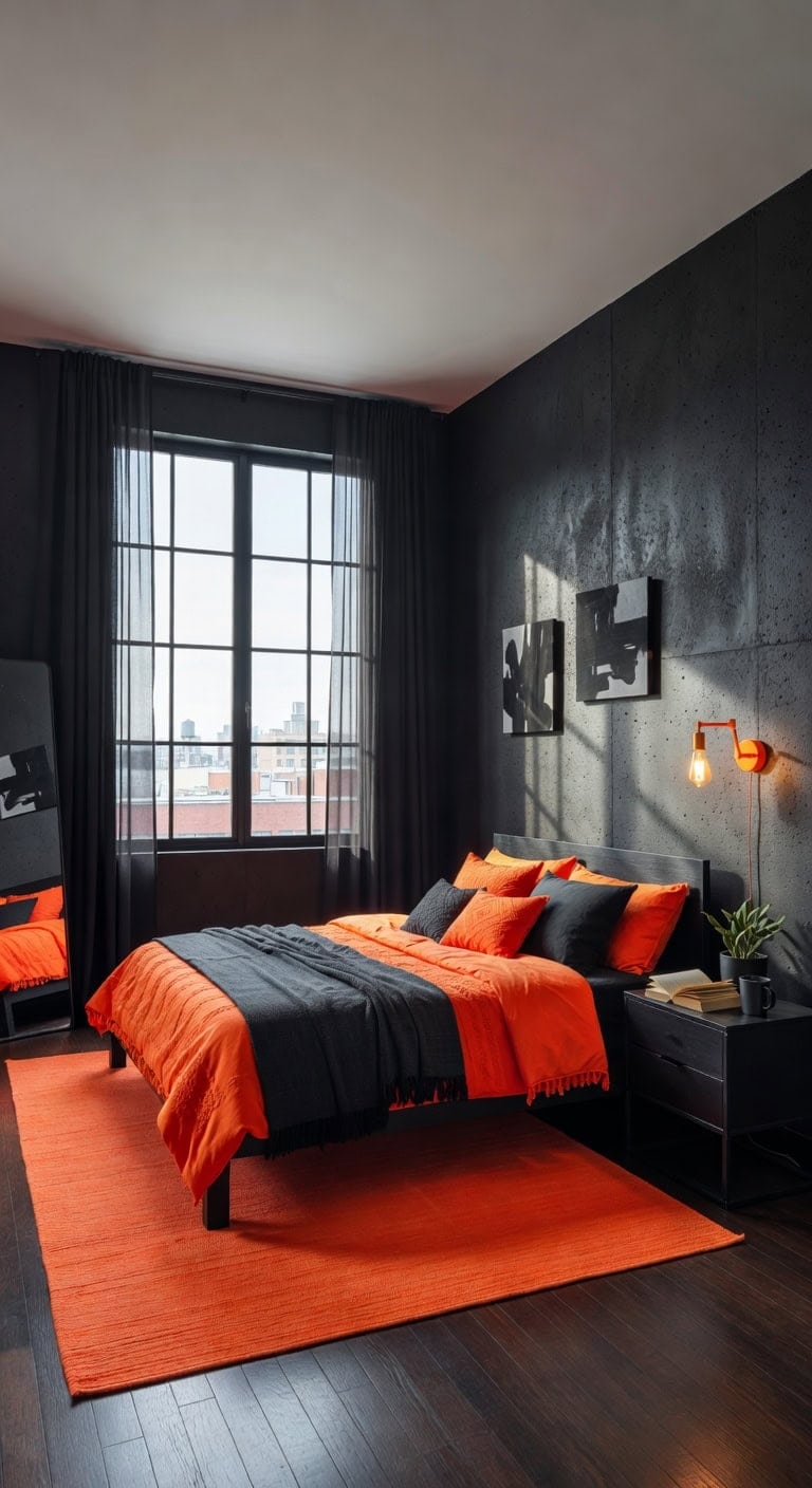 urban neon concrete bedroom