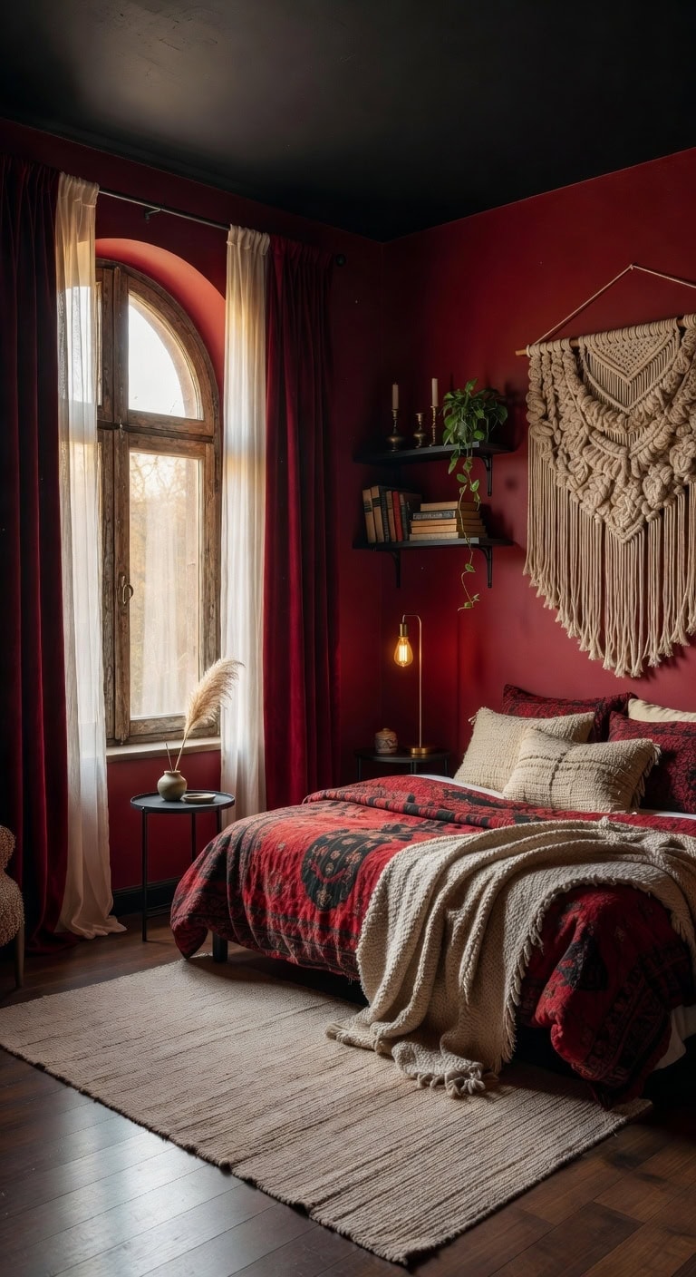 velvet red boho nook