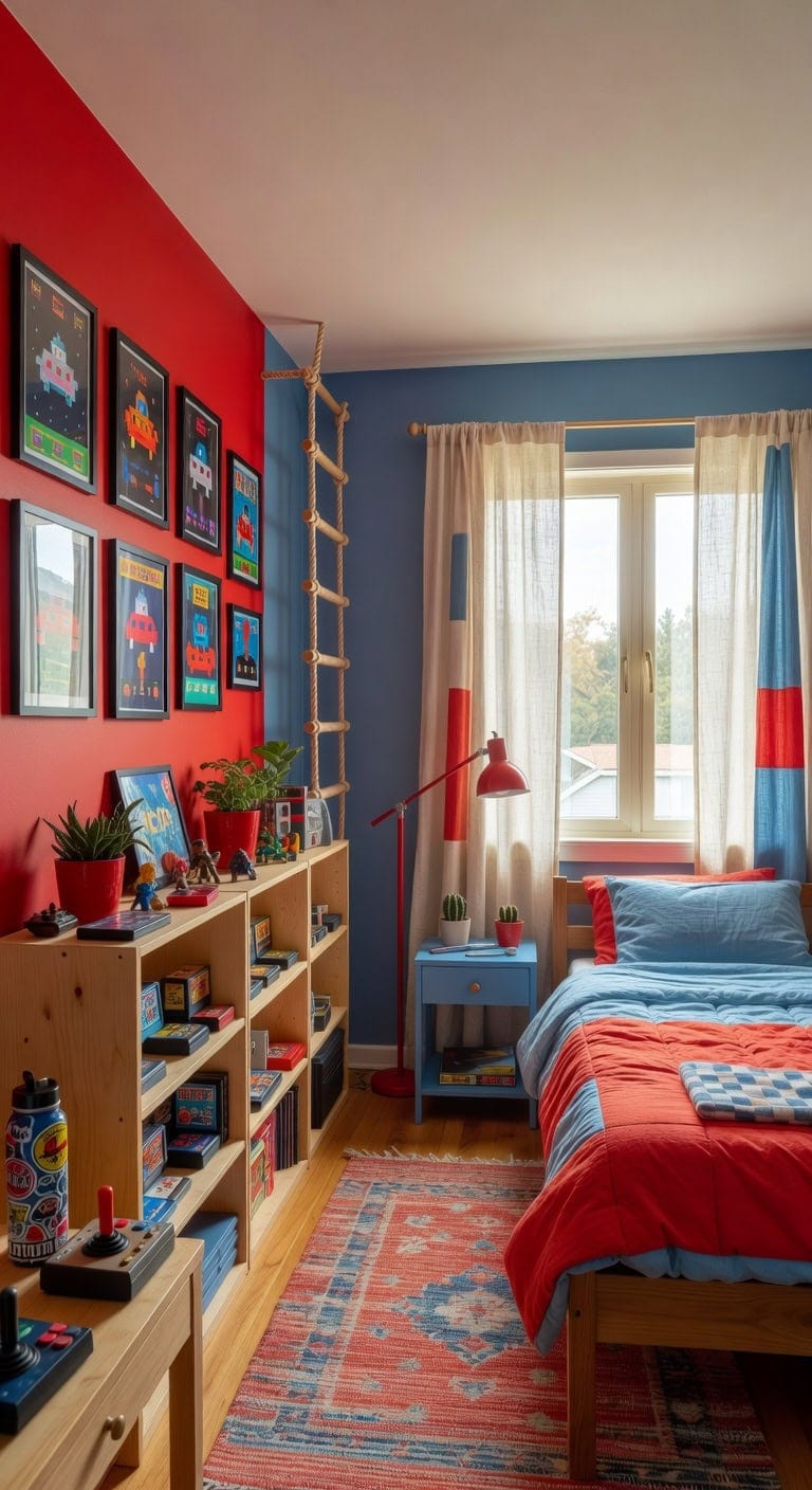 vibrant jungle inspired kids bedroom