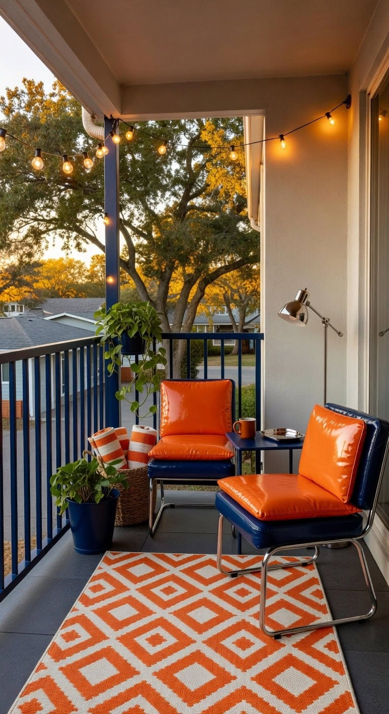 vibrant orange and navy retro