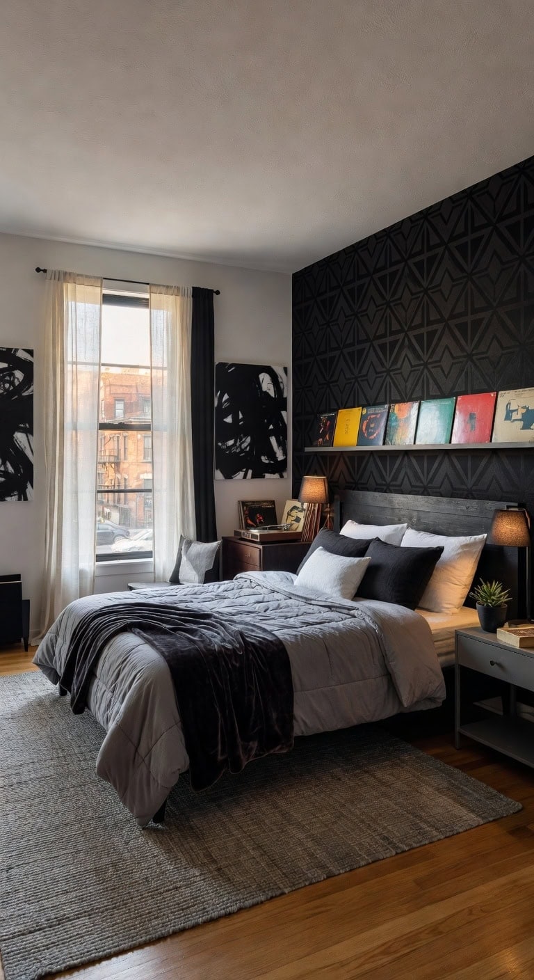 vintage record store bedroom