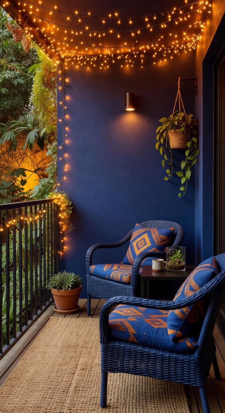warm amber boho balcony