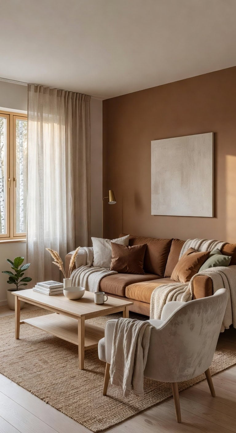 warm brown scandinavian living