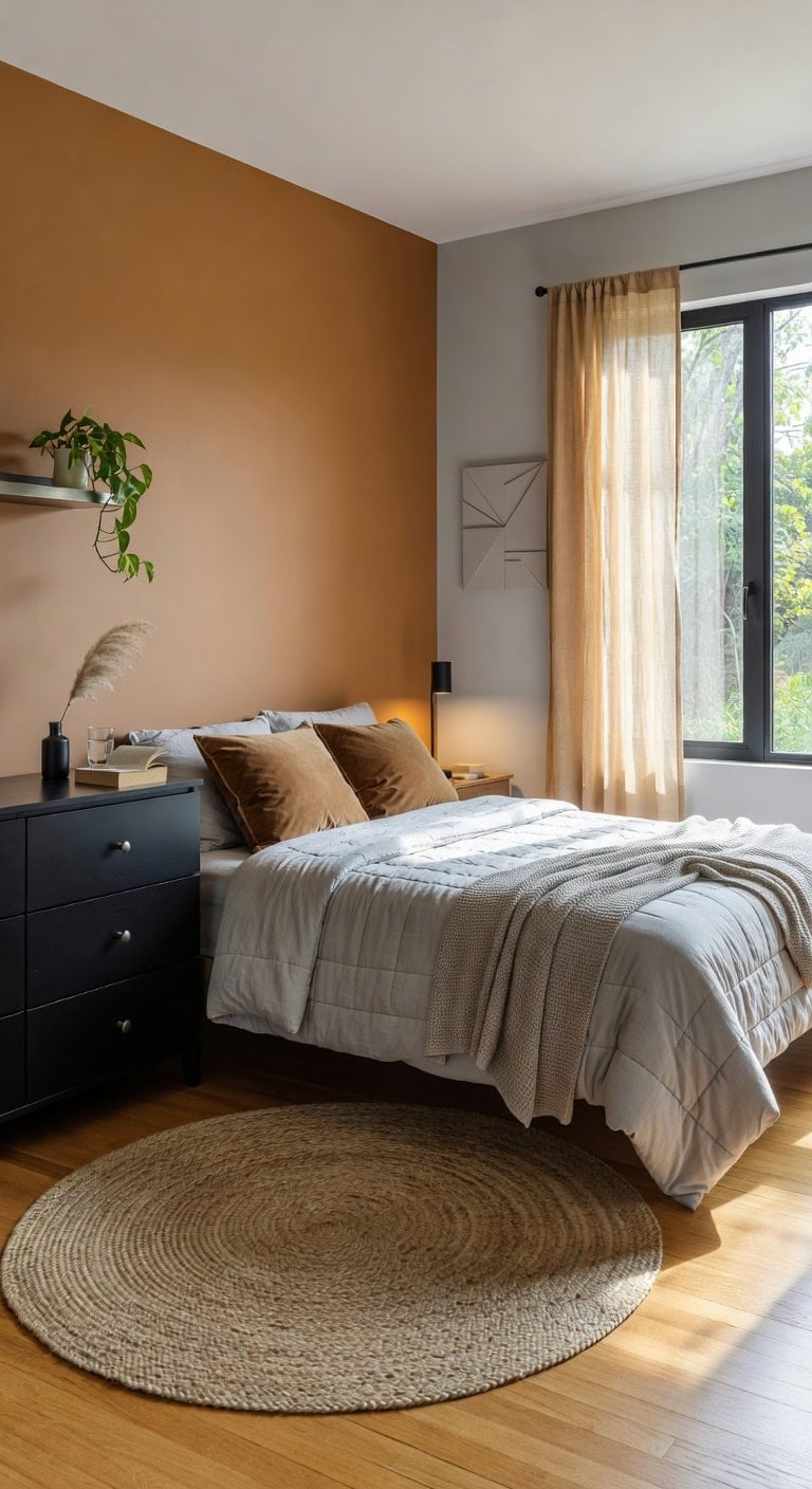 warm caramel minimalist bedroom
