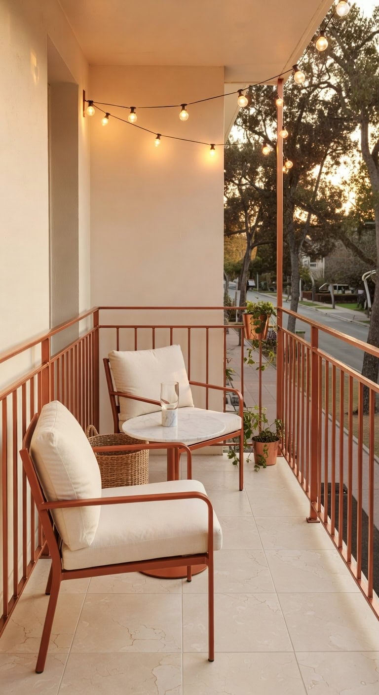 warm copper marble balcony