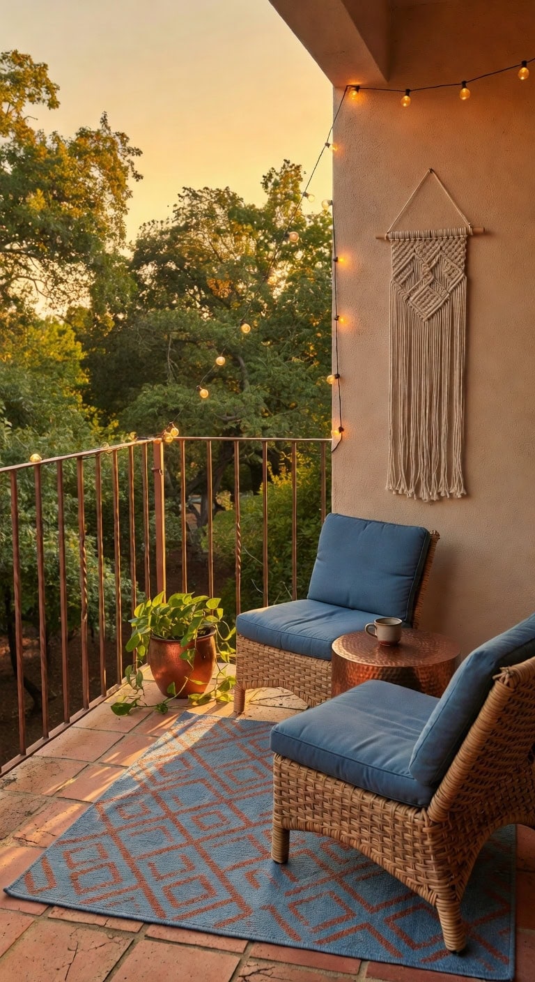 warm copper soft blue