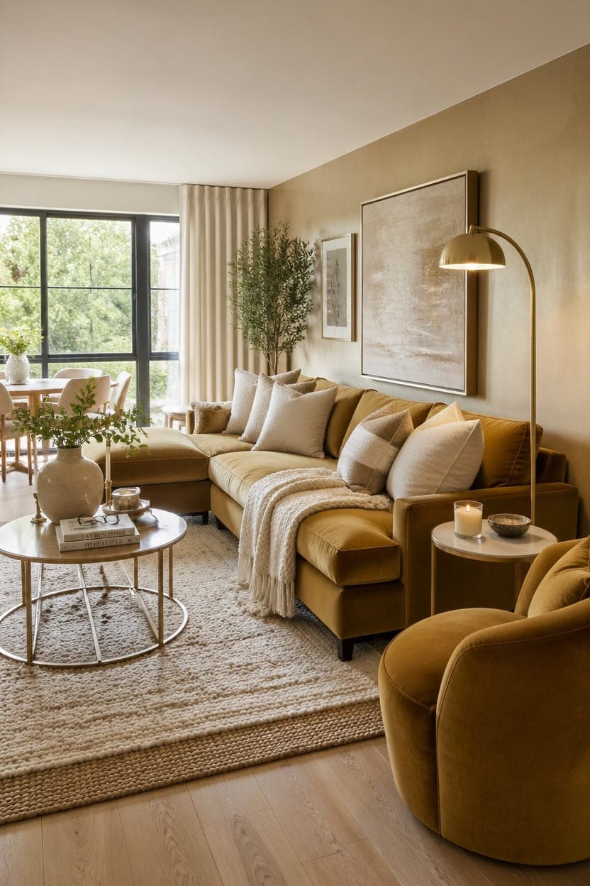 warm cream gold living