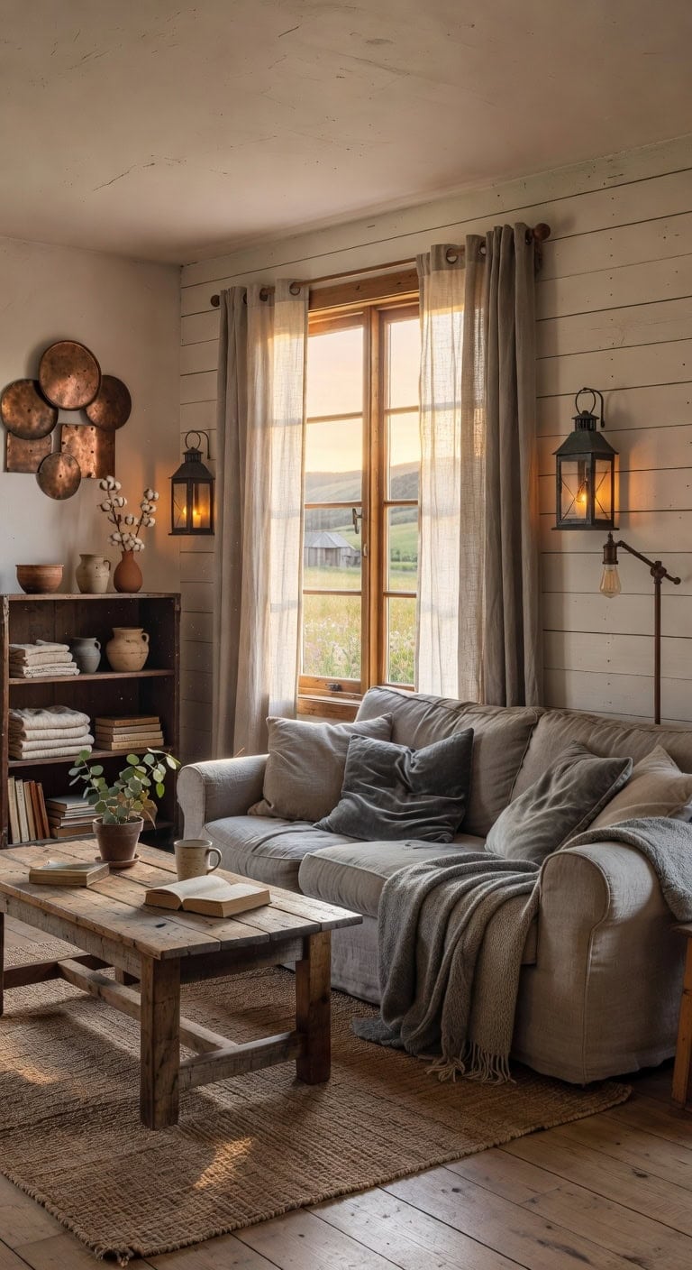 warm grey farmhouse living