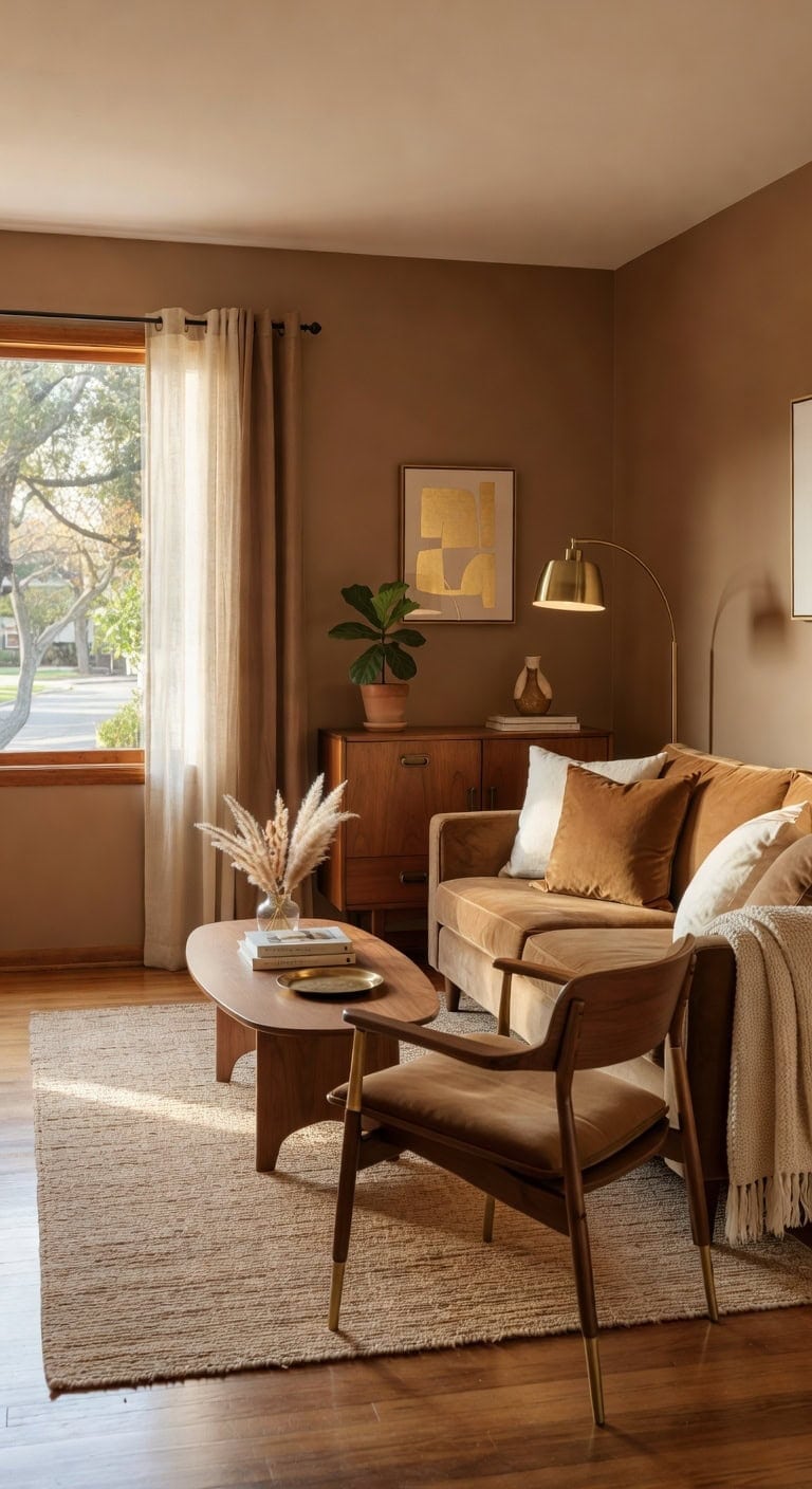 warm walnut brass living