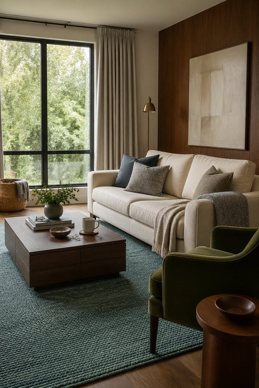 warm walnut minimalist living