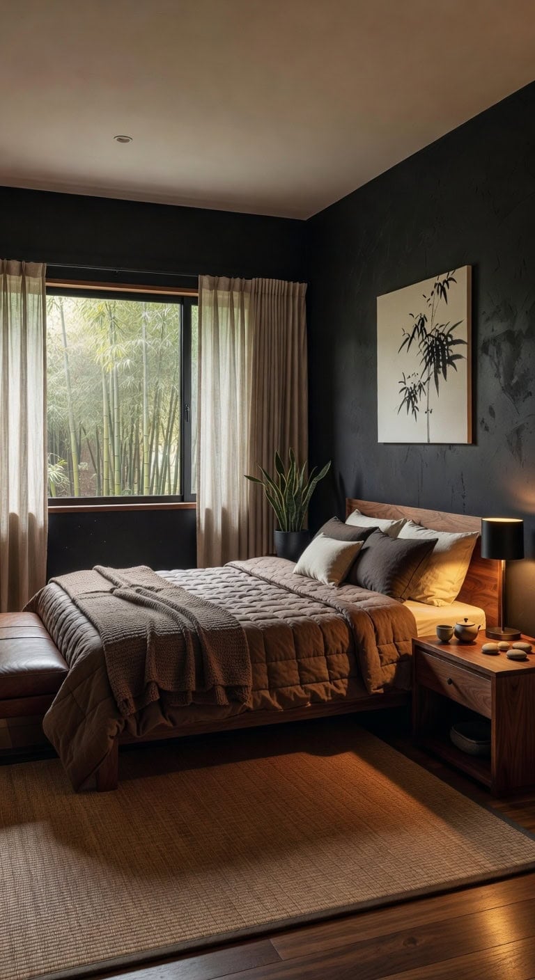 zen black brown bedroom