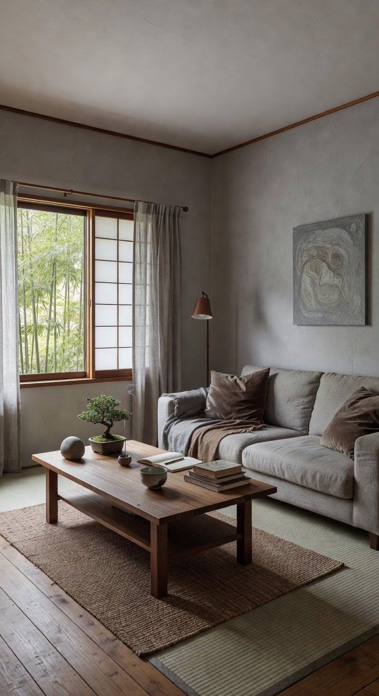 zen grey brown living